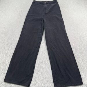 Free People Wide Leg Pants Women 2 High Rise Black Light Weight Boho Cottagecore